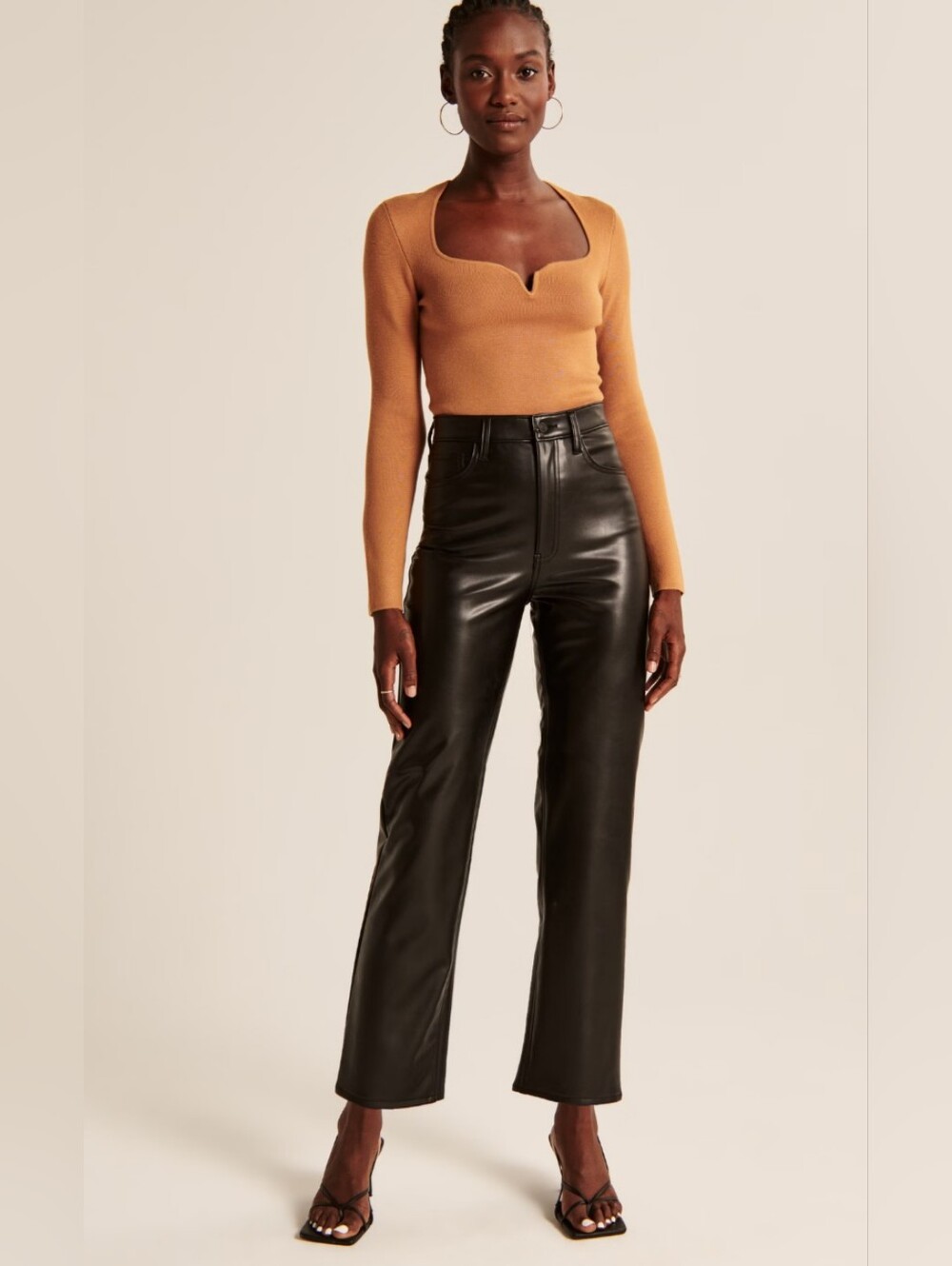 Abercrombie Vegan Leather Ankle Straight Ultra High Rise Pants Size 26 Short